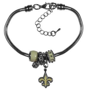 Siskiyou NFL Womens New Orleans Saints Euro Bead Bracelet